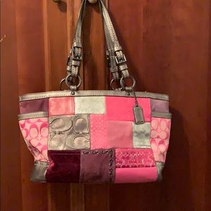 Canvas authentic Coach bag with leather trim